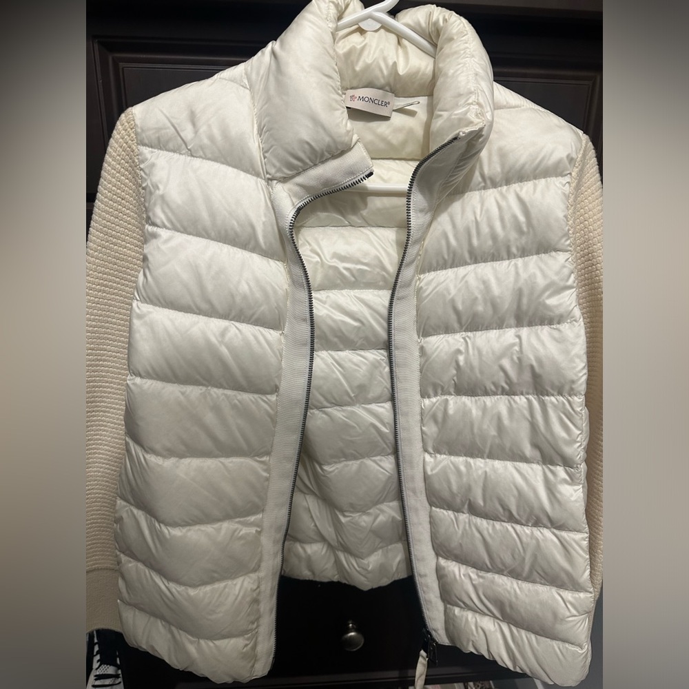 Moncler ribbed wool and quilted shell down jacket